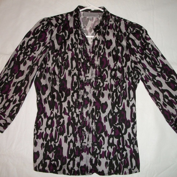 Classiques Entier Tops - Classiques Entier Gray & Purple Cotton Blouse  S